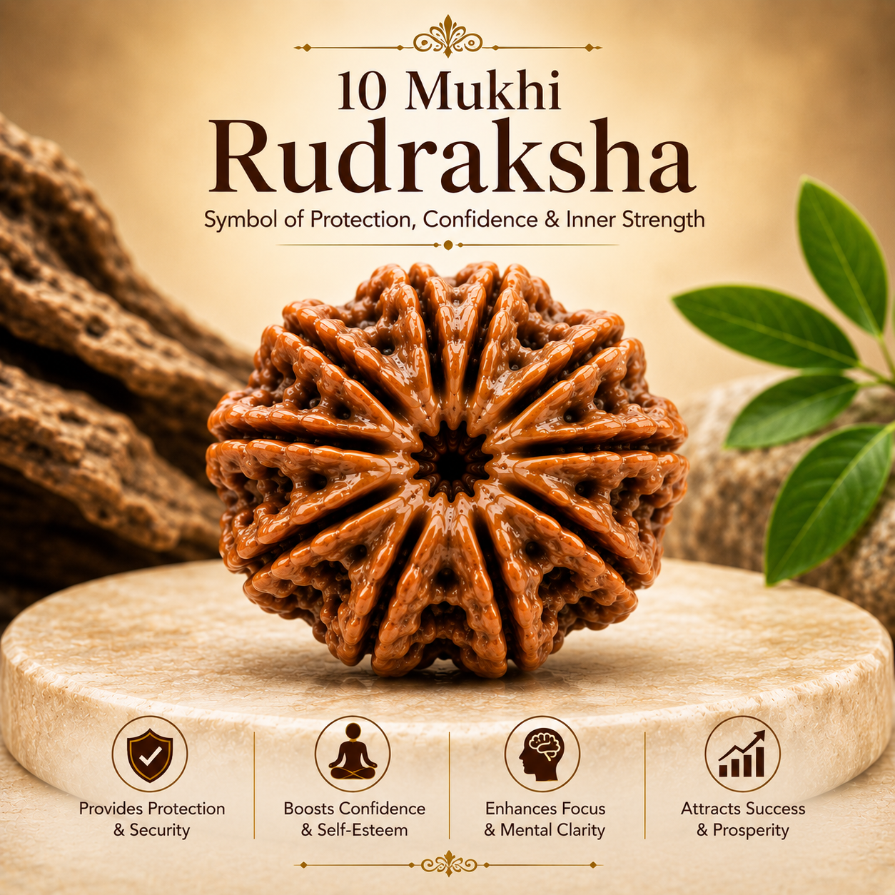 10 Mukhi Rudraksha – Divine Bead for Protection, Balance & Inner Peace
