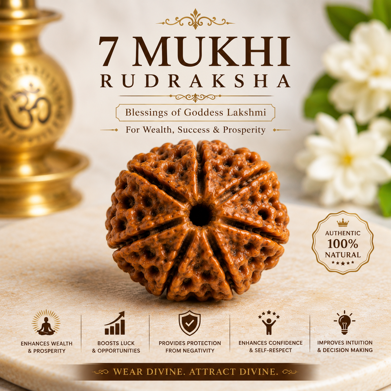 7 Mukhi Rudraksha – Benefits, Mantra, Saturn & Mahalakshmi
